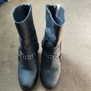 Gray booties with ankle accents